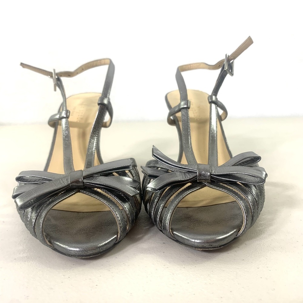 kate spade new york Heels Womens 7B Silver Good Slingback Stiletto Italy - Picture 4 of 12